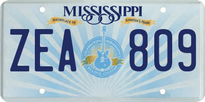 MS license plate ZEA809