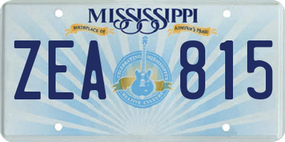 MS license plate ZEA815