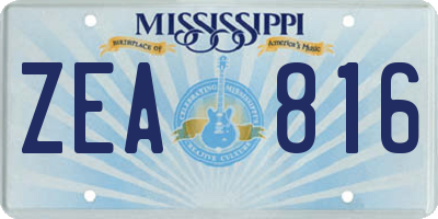 MS license plate ZEA816