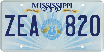 MS license plate ZEA820