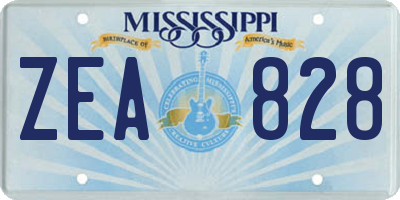 MS license plate ZEA828