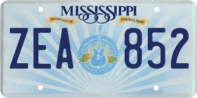 MS license plate ZEA852
