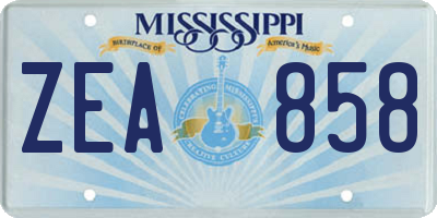 MS license plate ZEA858