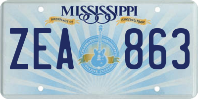 MS license plate ZEA863