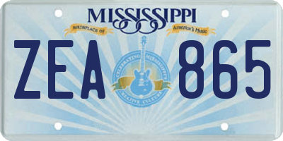 MS license plate ZEA865