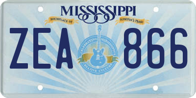 MS license plate ZEA866