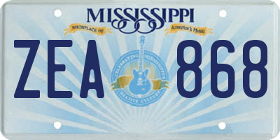 MS license plate ZEA868