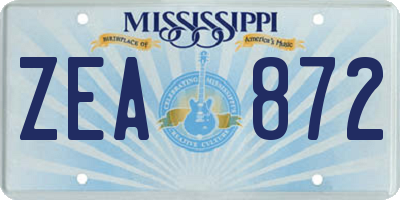 MS license plate ZEA872
