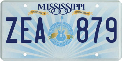 MS license plate ZEA879
