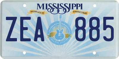 MS license plate ZEA885