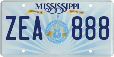 MS license plate ZEA888