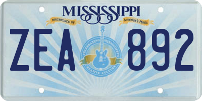 MS license plate ZEA892