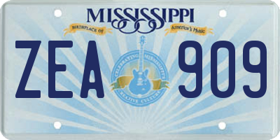 MS license plate ZEA909