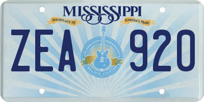 MS license plate ZEA920
