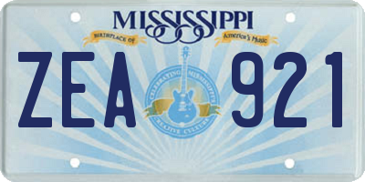 MS license plate ZEA921