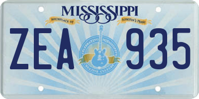 MS license plate ZEA935