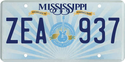 MS license plate ZEA937