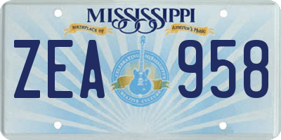 MS license plate ZEA958