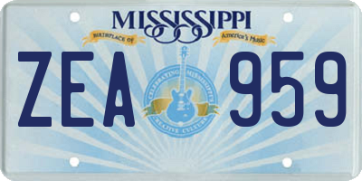 MS license plate ZEA959