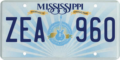 MS license plate ZEA960