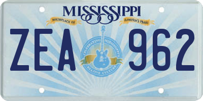 MS license plate ZEA962