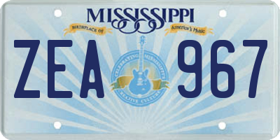 MS license plate ZEA967