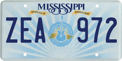 MS license plate ZEA972