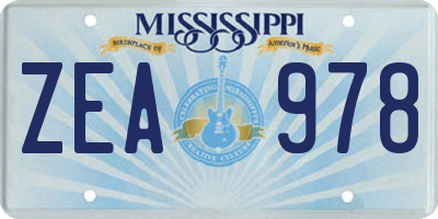 MS license plate ZEA978