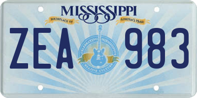 MS license plate ZEA983