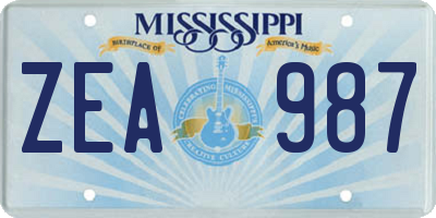 MS license plate ZEA987