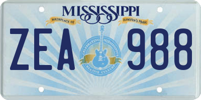 MS license plate ZEA988