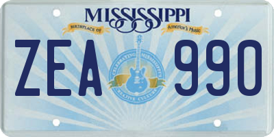MS license plate ZEA990