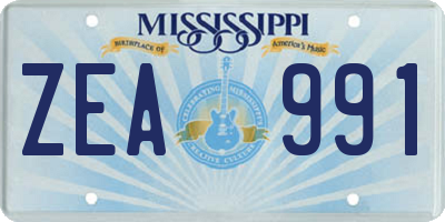 MS license plate ZEA991