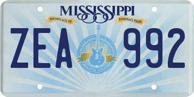 MS license plate ZEA992