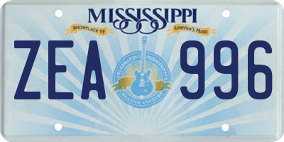 MS license plate ZEA996