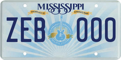 MS license plate ZEB000