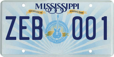 MS license plate ZEB001