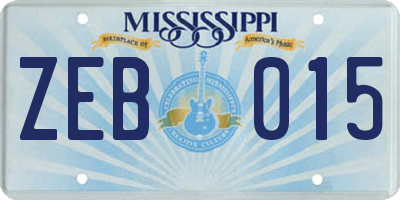 MS license plate ZEB015