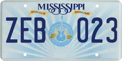 MS license plate ZEB023
