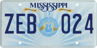 MS license plate ZEB024