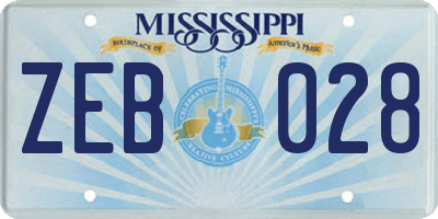 MS license plate ZEB028
