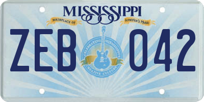 MS license plate ZEB042