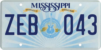 MS license plate ZEB043