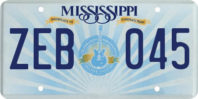 MS license plate ZEB045