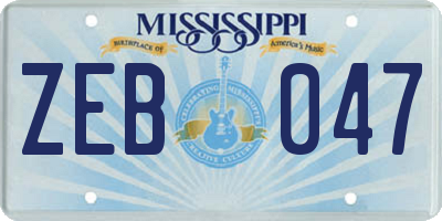 MS license plate ZEB047