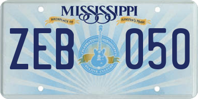 MS license plate ZEB050