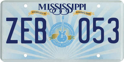 MS license plate ZEB053