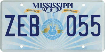 MS license plate ZEB055