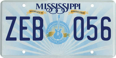 MS license plate ZEB056