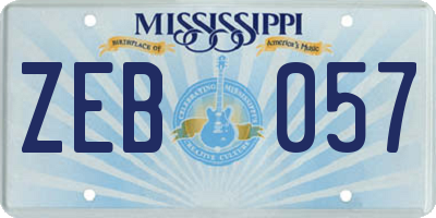 MS license plate ZEB057